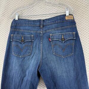 Levi's Slender Boot Cut 525 Jeans Flap Pocket Womens Dark Wash  Denim Pants